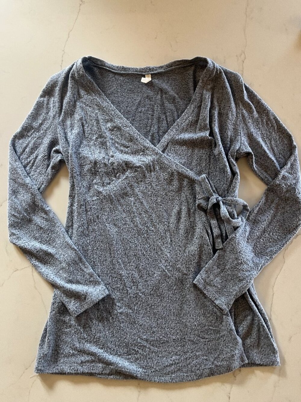 Pink Blush Wrap Nursing Sweater - Heathered Blue